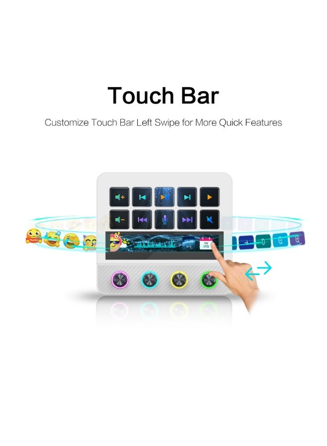 Mirabox N4PRO Visual Customizable Keyboard with Dynamic Display, RGB Knob, Touch Bar and Adjustable Stand (White) - Image 5